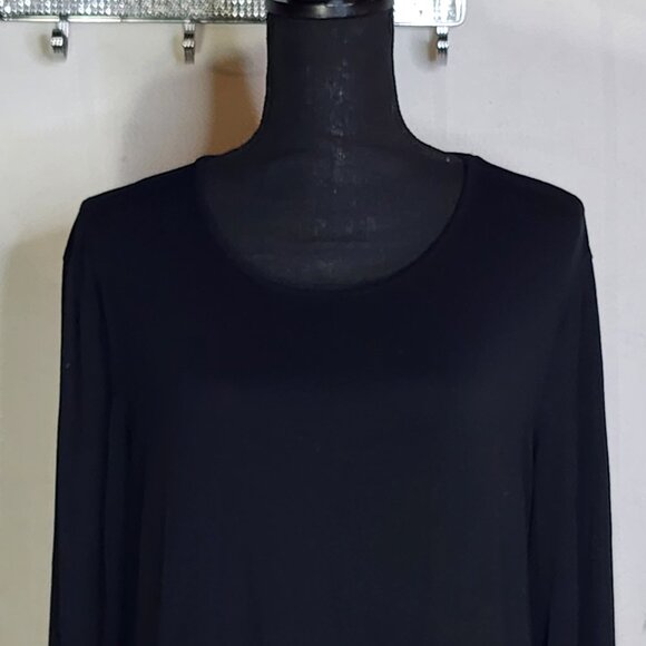 Chico's Black Rayon Span LS Neveah Scoop Neck Soft Top Chico Size 3 US XL 16 - Picture 2 of 16